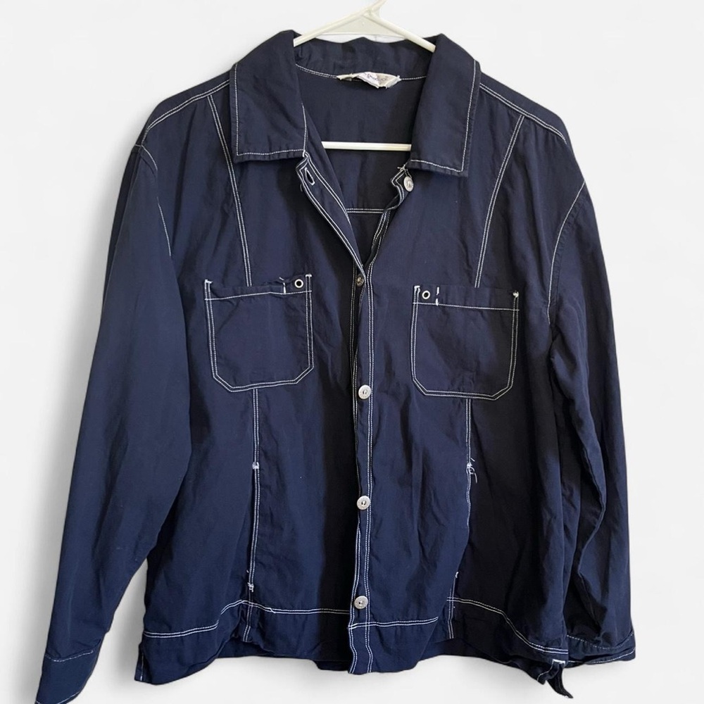 Fresh Produce Navy Blue Button-Up Light Jacket